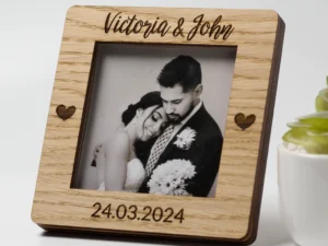 Personalised Special Date Photo Frame Oak Square Photo Frame